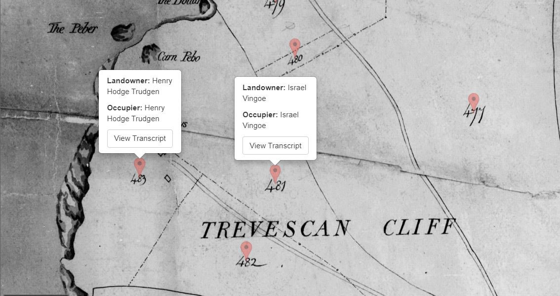 Tithe Maps show the "cousins" Trudgen and Vingoe own the land that Land's End Hotel would occupy