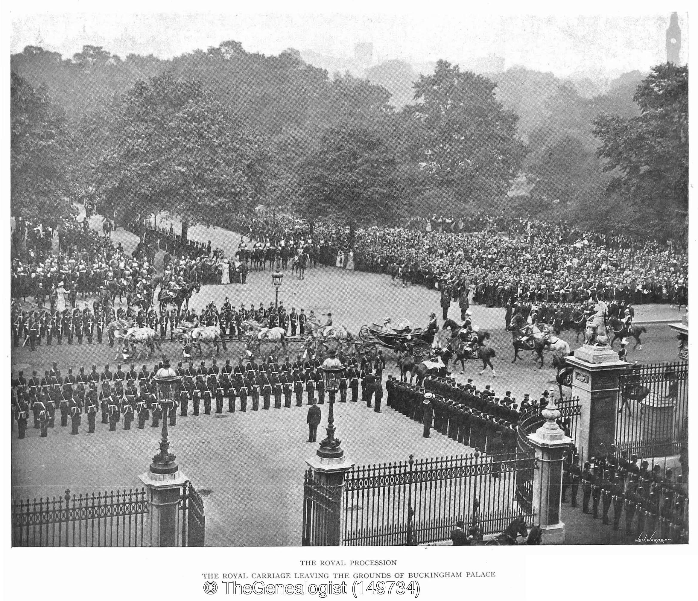 Queen Victoria's Diamond Jubilee in 1897 leaving Buckingham Palace from the Peerage, Gentry & Royalty Records on
		TheGenealogist