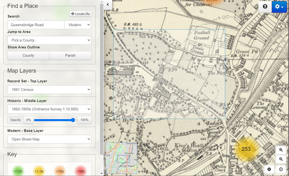 Map Explorer™ can be used to search for a road where an ancestral home was located
