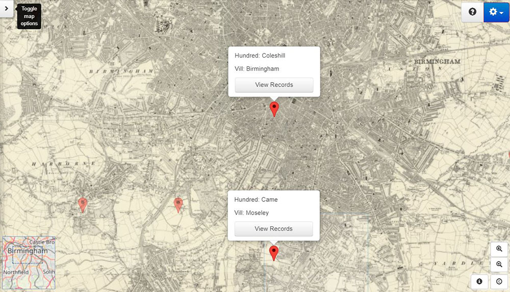 Manors identified from the Domesday Book 1086 on Map Explorer™
