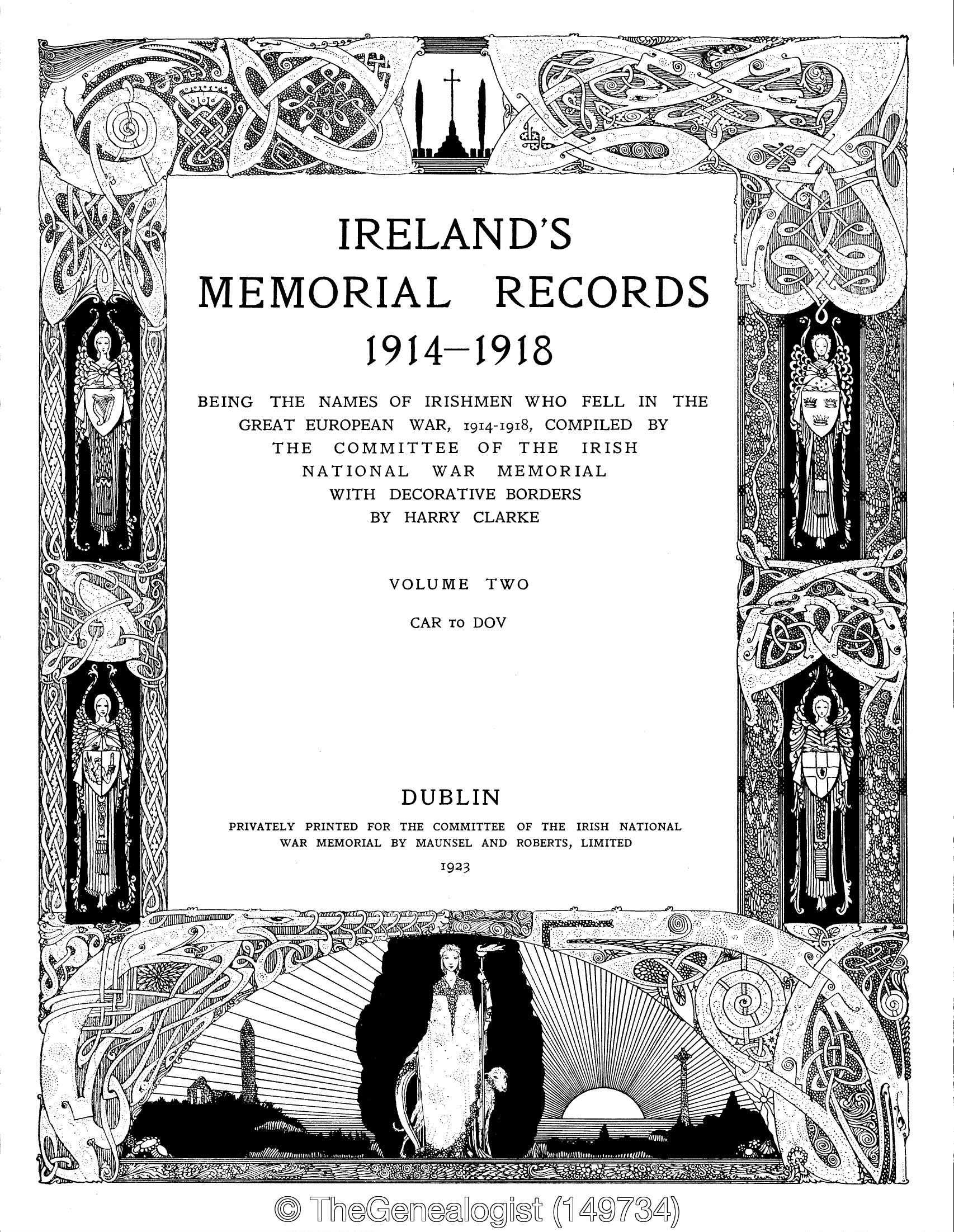 Frontispiece of Ireland's Memorial Records 1914-1918 from Military records on TheGenealogist