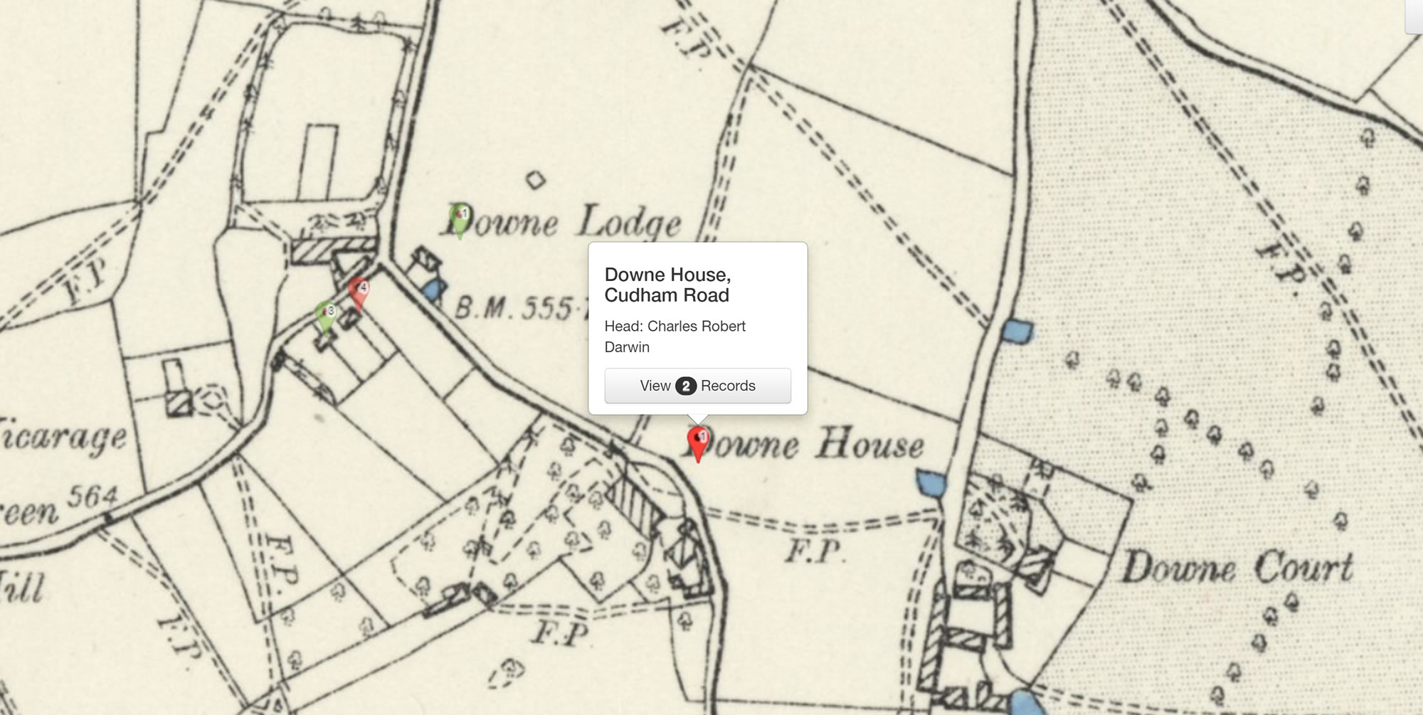 Census results on TheGenealogist pinpoints Darwin's home at Downe House in Kent