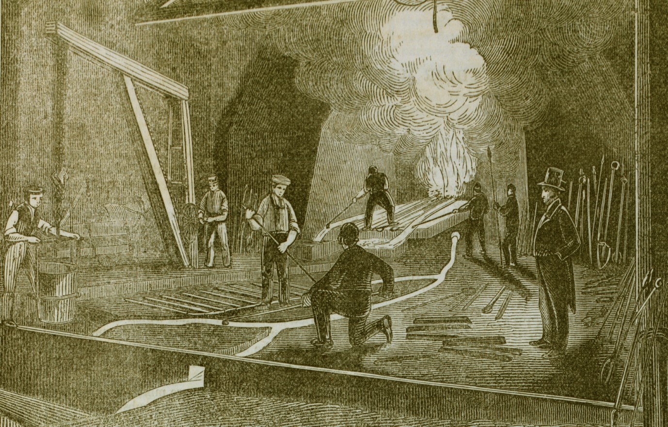 Workers in an iron foundry in the mid-19th century – Sue's ancestors were in this trade