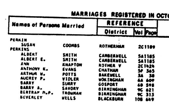 Sue's parents' marriage is indexed twice with two versions of her father Albert's name