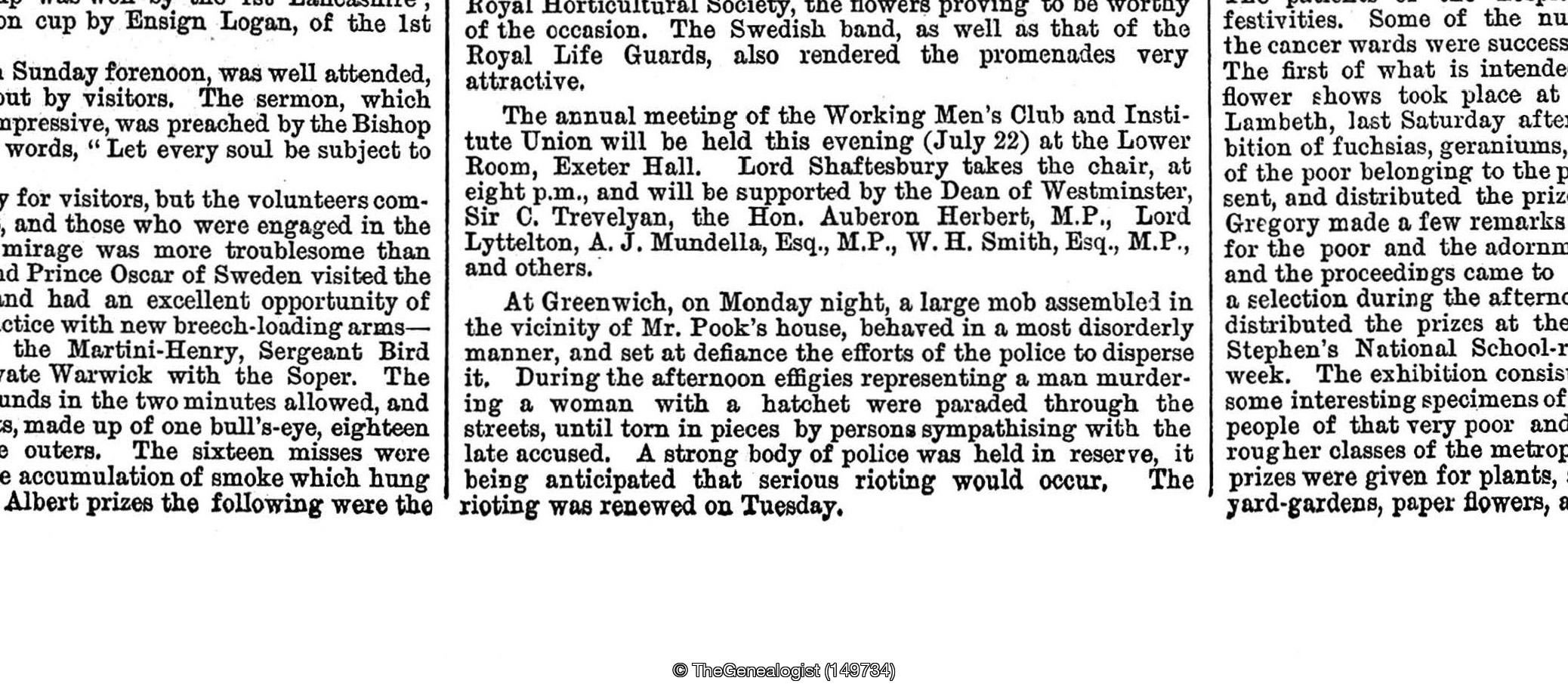 ILN July 22, 1871 reports on a large mob in the vicinity of Mr Pook's house