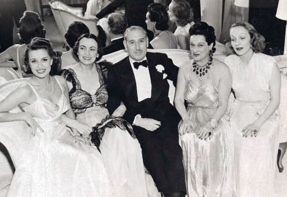 Lili Damita, Mrs. Peabody, Sir Victor Sassoon, Contessa de Frasso, and Marlene Dietrich (Image: DeGolyer Library, Southern Methodist University)