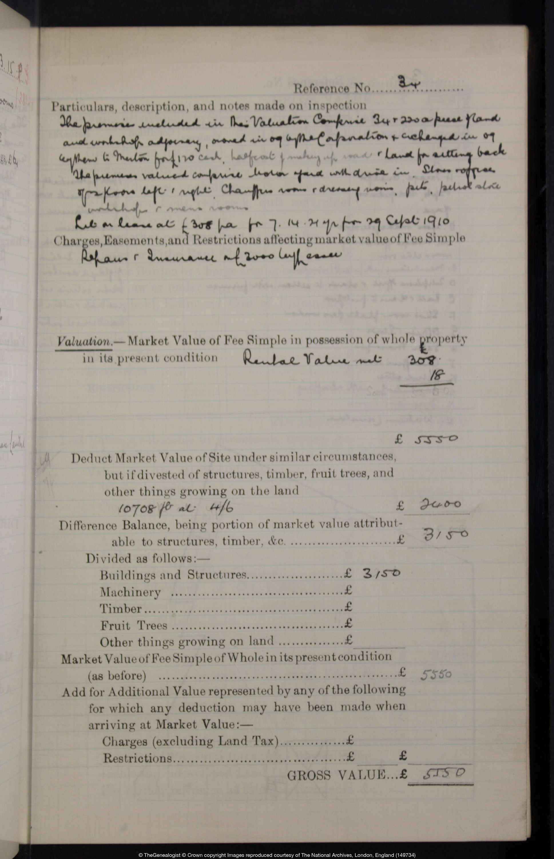 The IR58 Field Book for the new Morris Garage found in the Lloyd George Domesday Survey on TheGenealogist with a description for the new Morris Garage