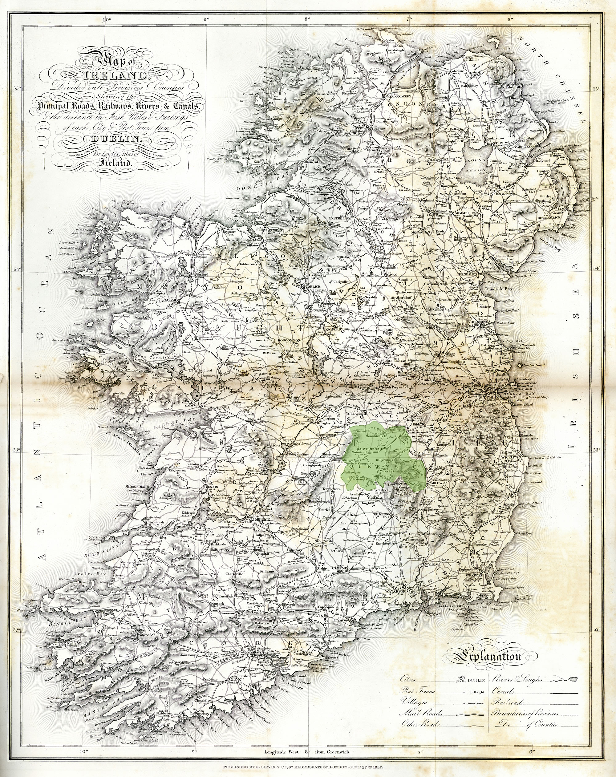 County Laois is double landlocked in Ireland