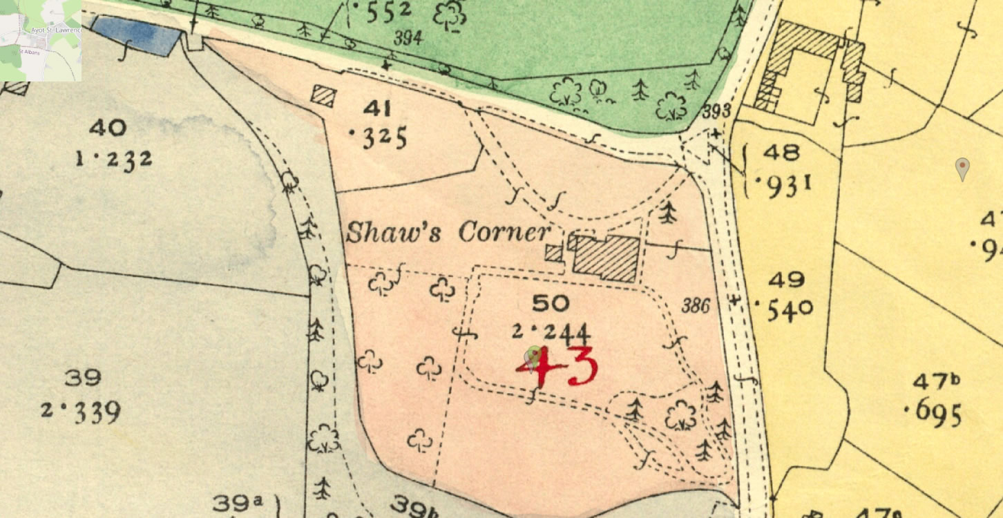 The IR126 map that identifies the plot where George Bernard Shaw occupied the house in Ayot St Lawrence