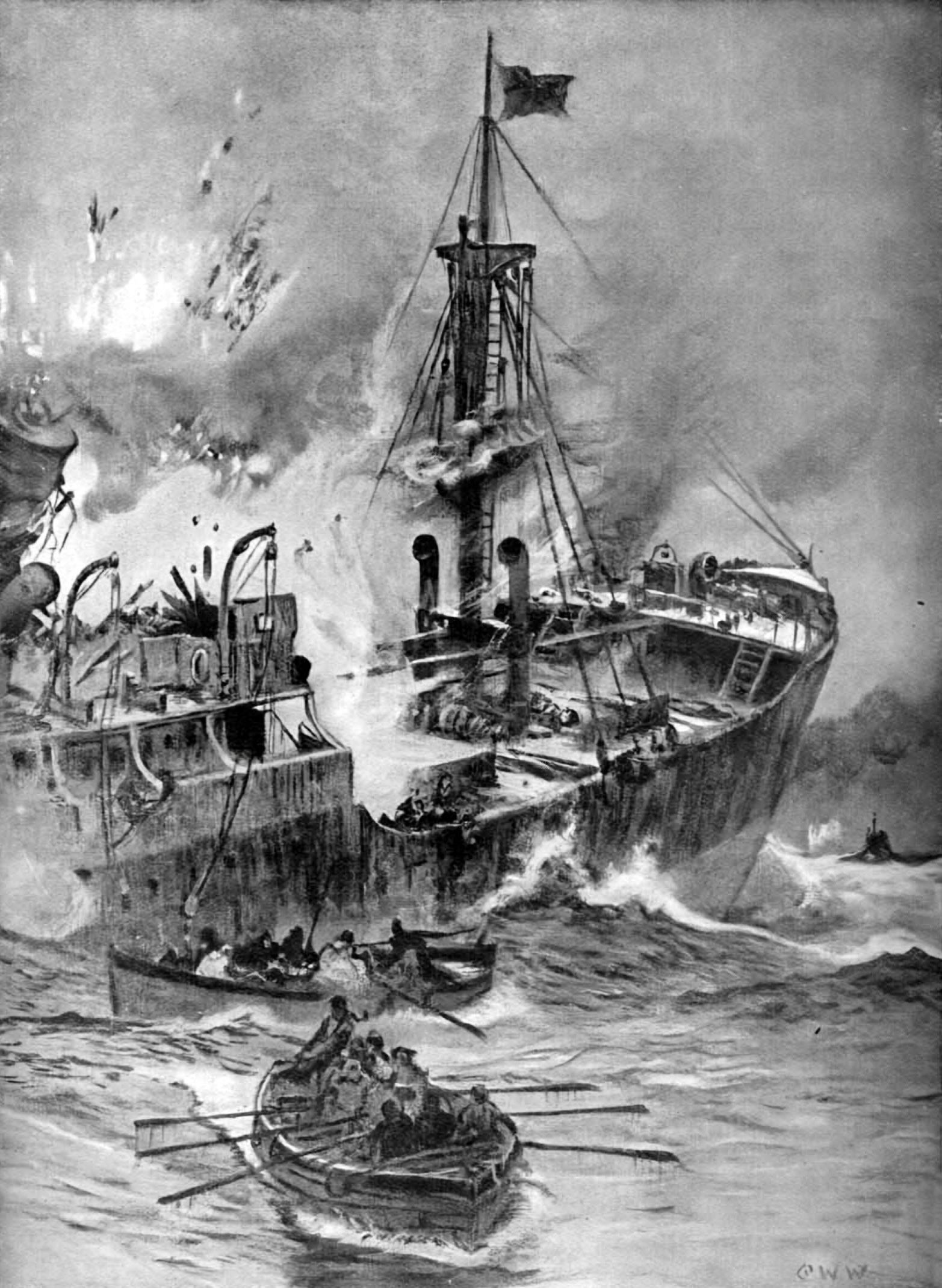 Attack on a Merchantman by Enemy Submarines