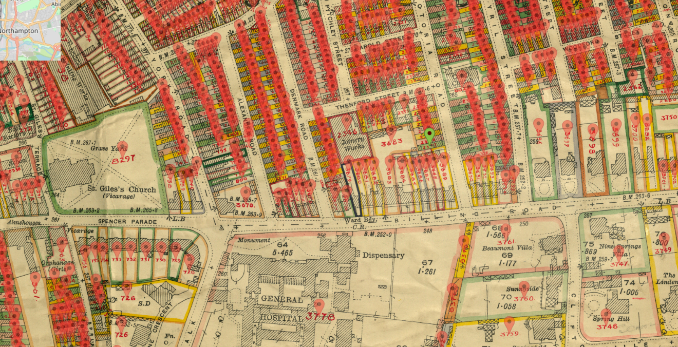IR126 OS map of Northampton as used by the Inland Revenue Valuation Office for the survey