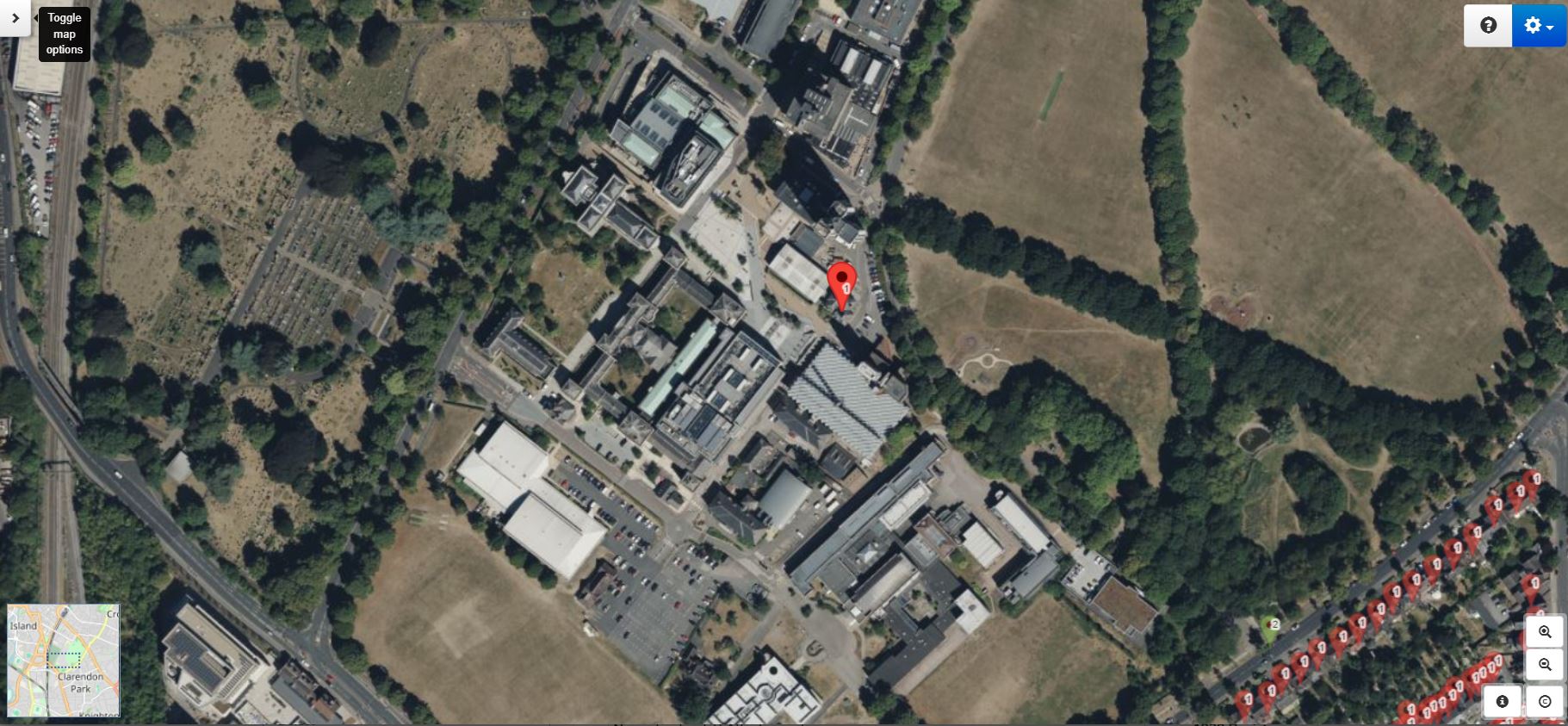 Bing Satellite on Map Explorer™ shows College House on the University of Leicester campus