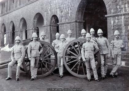 29th Field Battery RA Belgaum 1895 (1895, 29th Battery, A.M.S.Case, Belgaum, Capt. Butler, India, Karnataka, Lt. Bond, Lt. Reed, Regiment, Royal Field Artillery, S.Sergt.Farrier Russell, Sgt. Cousins, Sgt. Gray, Sgt. Hardaker, Sgt.Bray, Sgt.Hinton)