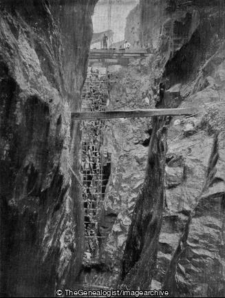 A Plumbago Mine at Kurnegalle Ceylon (1897, Ceylon, Graphite, Graphite Mine, Kurnegalle, miner, Sri Lanka)