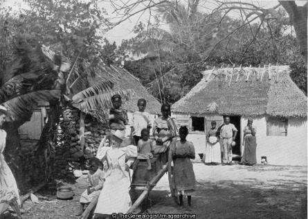 A Scene in the Bahamas (Bahamas, Cart, Cottage, family, Nassau, West Indies)