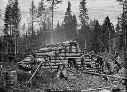 A Sluicers Camp on the Nashwaak Canada (1897, Canada, Forest, Lumberjack, Nashwaak, New Brunswick)