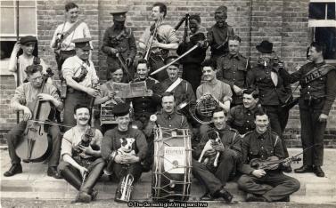Aldershot Regiment Band with pets 1st May 1907 (1907, Aldershot, Cat, Dog, England, Fancy dress, Hampshire, Military Bandsman)