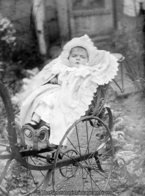 Baby in pram 1902 (Baby, bonnet
, Lancashire, Marie, Pram)