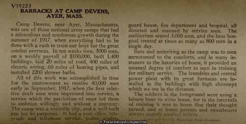 Barracks at Camp Devens Boys on Hillside Writing Letters Ayer Massachusetts (1917, 3d, Ayer, Barracks, Fort Devens, Massachusetts, Soldiers, U.S.A., WW1)