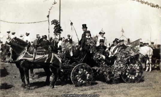 Battle of Flowers Jersey Carriage C1910 (Battle of Flowers, C1910, Horse and Carriage, Jersey, Top Hat)