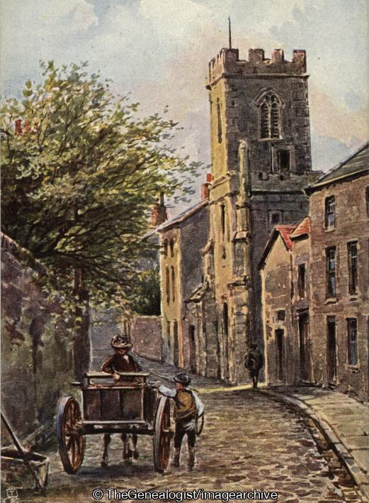 Big Bow Church, North Bailey, Durham (big bow church, Church, Co Durham, Durham, England, horse and cart, North Bailey, St Mary Le Bow, vehicle)