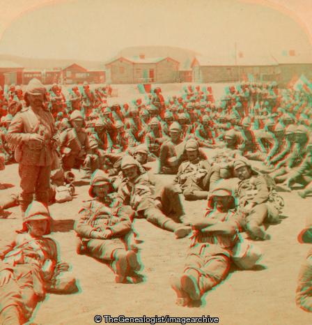 Boer War - Among the fighters for the Queen - At Naauwpoort, before their victorious march to Rensburg, South Africa (3d, At Rest, Boer War, Camp, Naauwpoort, Northern Cape, Rensburg, South Africa)