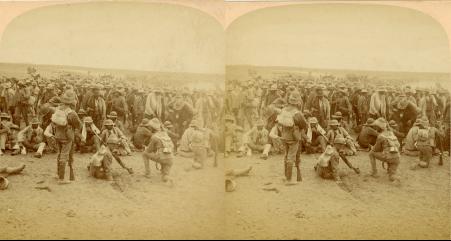 Boer War - The Boer Prisoners (Cronje's men) resting on the road from Paardeberg to Modder River, South Africa (3d, Boer, Boer War, Free State, Modder River, Paardeberg, Piet Cronjé, POW, South Africa)