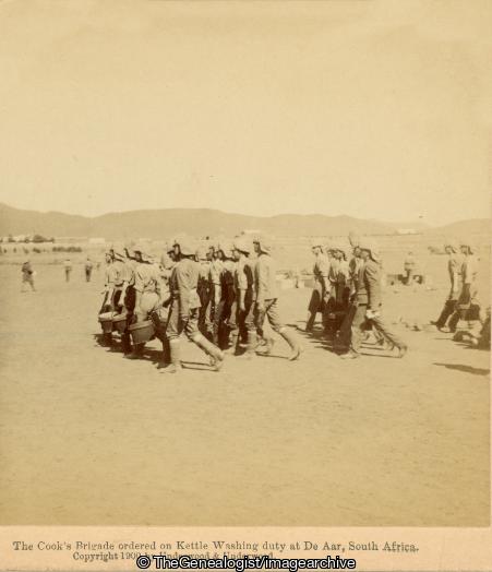 Boer War -  The Cook's Brigade ordered on Kettle Washing duty at De Aar, South Africa (3d, Boer War, Cooks Brigade, De Aar, Kettle, Northern Cape, South Africa, Washing)