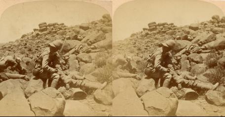Boer War - The dying Bugler's last call - a battlefield incident, Gras Pan, South Africa (3d, Boer War, Bugler, Dying, Graspan, Northern Cape, South Africa)