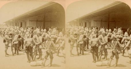 Boer War - The Yorkshire Battalion's first day in South Africa - on the Wharf, Cape Town (3d, Boer War, Cape Town, Regiment, South Africa, Western Cape, wharf, Yorkshire Regiment)