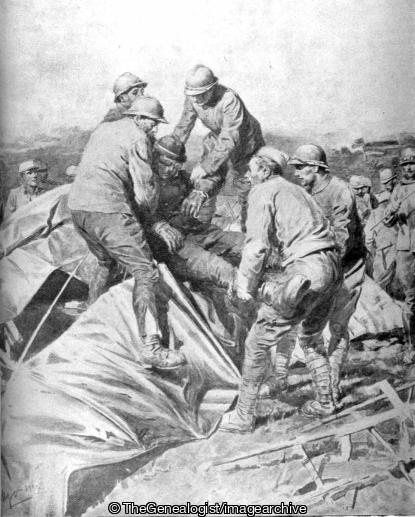 Brought Down an enemy being lifted from the remains of his machine (Airplane, WWI)