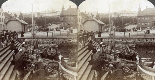 Buying fish in a busy port Tromsoe Norway (3d, Fish market, Market, Norway, Port, Tromso)
