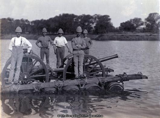 Cask Raft for Gun and Limber (C1910, Gun And Limber, India, Raft, Regiment, River, Royal Artillery, Weapon)