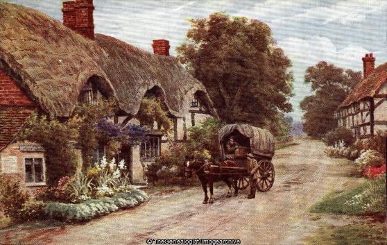 Cropthorn Post Office (Crofthorn, Cropthorn, England, horse and cart, Post Office, vehicle, Worcestershire)