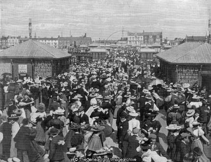 Dancing on the Pier at Blackpool Lancashire (1897, Blackpool Beach, Dancing, England, Lancashire, Pier)