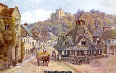 Dunster, Somerset (Dunster, England, horse and cart, Somerset, yarn market)