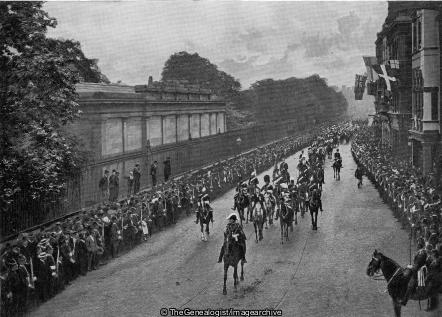 Entry of the Lord Lieutenant and Governor General of Ireland into Dublin (C1900, Dublin, George Cadogan, Horse, Ireland, Trinity College)