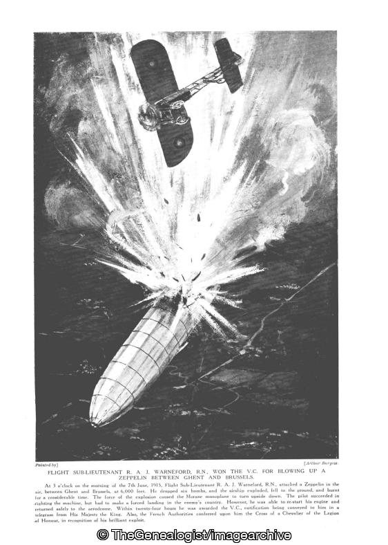 Flight Sub Lieutenant R A J Warneford RN Won the VC for blowing up a Zeppelin between Ghent and Brussels (Brussels, Cross of a Chevalier of the Legion of Honour, Flight Sub Lieutenant R A J Warneford RN, Ghent, Victoria Cross, WW1)