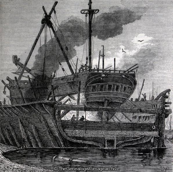 Floating Dock Deptford 1820 (Deptford, Floating Dock, London, Thames)