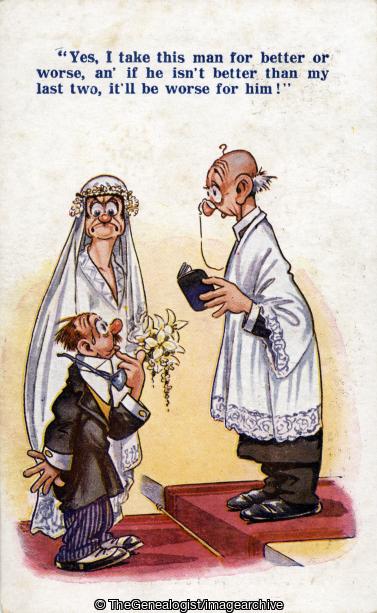 For Better or Worse Bamforth Matrimonial Comic (Bride, Bridegroom, Comic, Marriage, Vicar)