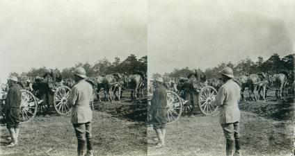 French Artillery in the Village of Perthes les Hurlus (1918, 3d, Artillery, Champagne-Ardenne, France, French, Gun And Limber, Horse, Souain-Perthes-lès-Hurlus, WW1)