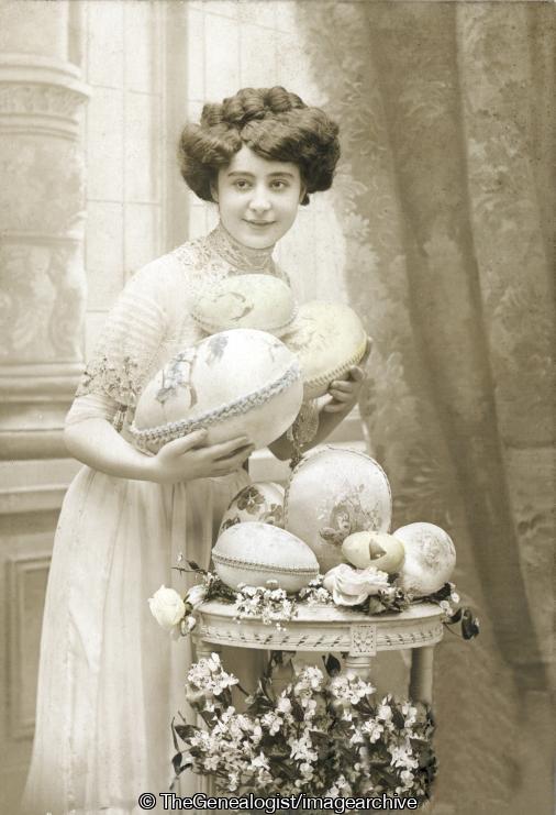 French Happy Easter Card Eggs C1915 (C1915, Easter, Easter Eggs)