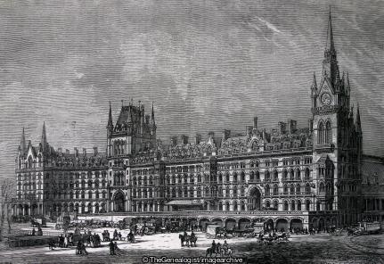 Front of St Pancras Station and Hotel (London, St Pancras Hotel.St Pancras Station and Hotel, St Pancras Station)