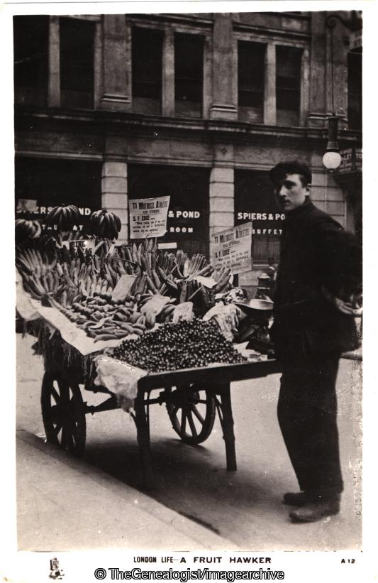 Fruit Hawker banana seller (Fruit Hawker, London, Spiers and Pond)