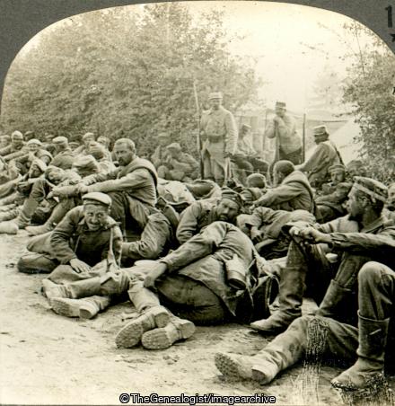 German Prisoners Under Guard of French Soldiers were Humanely Treated by the Allies (3d, C1917, French, German, POW, Soldiers, WW1, YMCA)