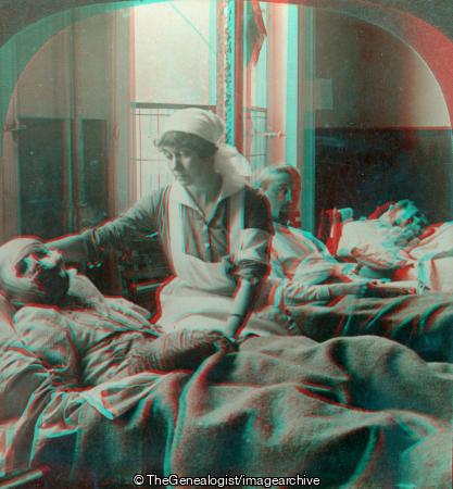 Ghastly Glimpse of Wounded Belgians in Hospital Antwerp Belgium (3d, Antwerp, Belgian, Belgium, C1915, Hospital, Nurse, Wounded, WW1)