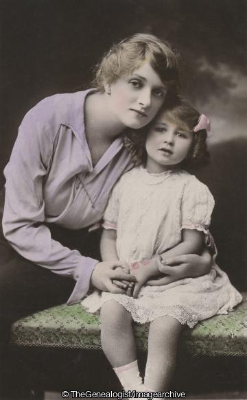 Gladys Cooper and Daughter Joan C1915 (1/2d, 26 Parade, Actor, actress, C1915, daughter, Family Group, Gladys Cooper, Jersey, Joan Cooper, Le Monnier, Lydia, Miss, mother and daughter, St. Helier, Tinted)