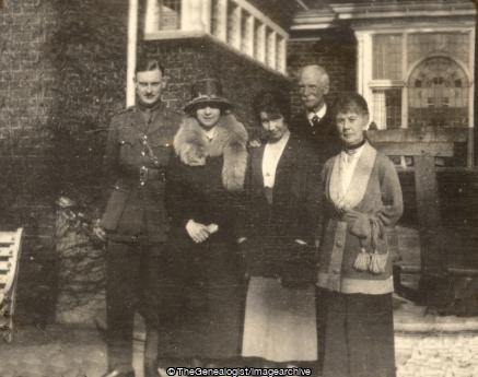 Group outside house military uniform (C1930, Garden, hat, House, Military, Uniform)