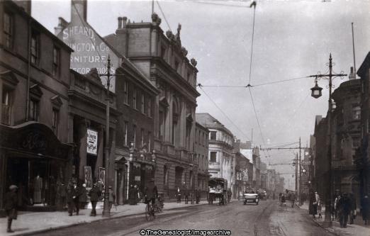 High Street and Mansion House Doncaster C1930 (bicycle, C1930, Car, doncaster, High Street, horse and cart, Mansion House, Yorkshire)