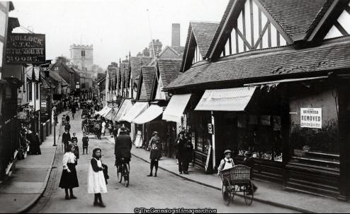 High Street Droitwich (Church, Droitwich, England, handcart, High Street, shop, Worcestershire)